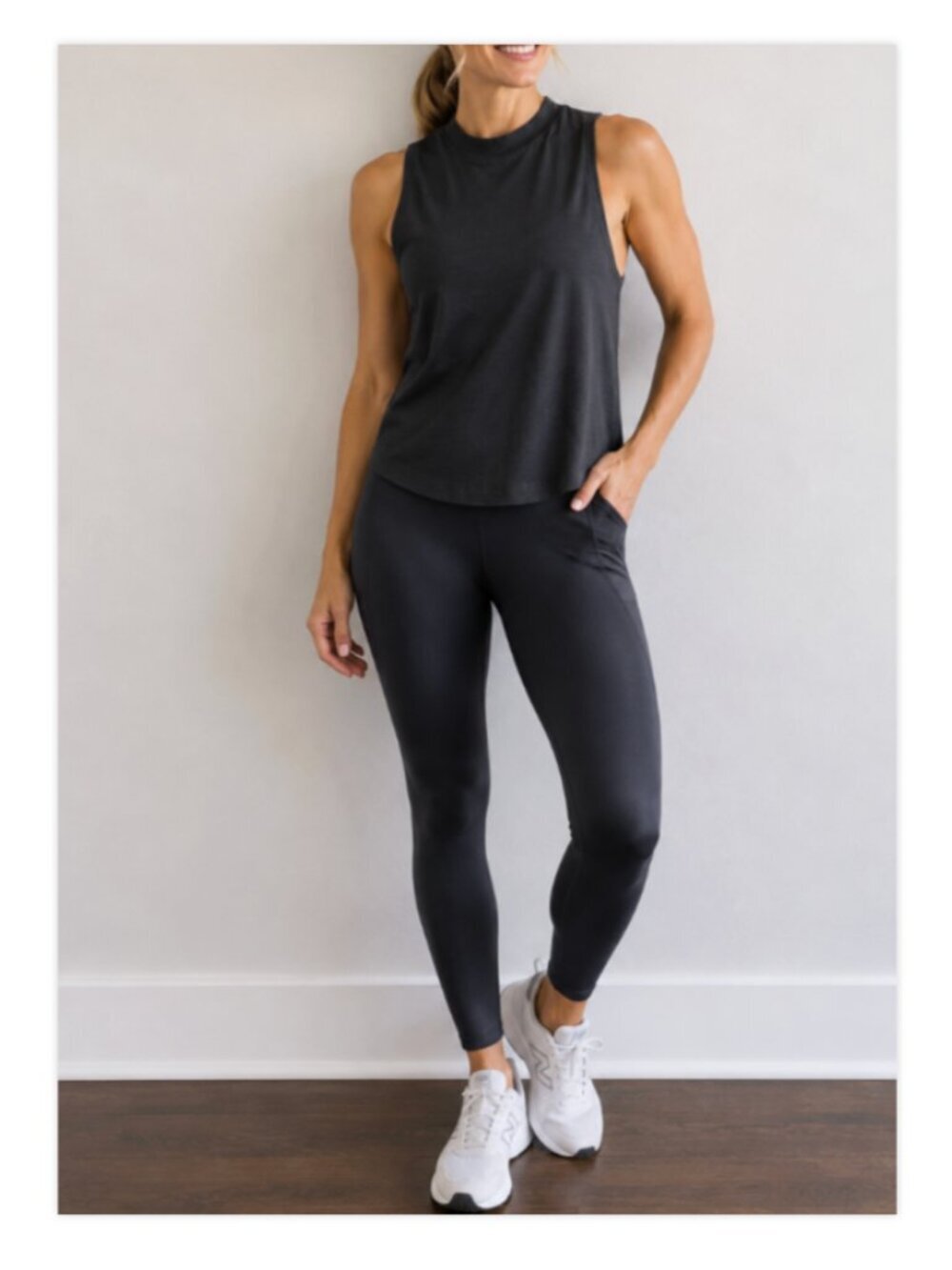 Pact Organic Cotton Mock Neck Sleeveless Tank Top Black Size XS